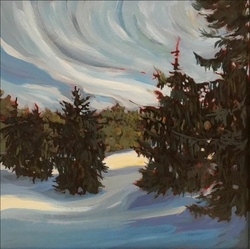Winds of November, 8 x 8, Acrylic on wood panel with resin, Sold